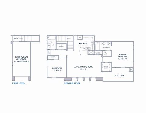 Floor plan for 2 beds, 2 baths, 1119 sqft